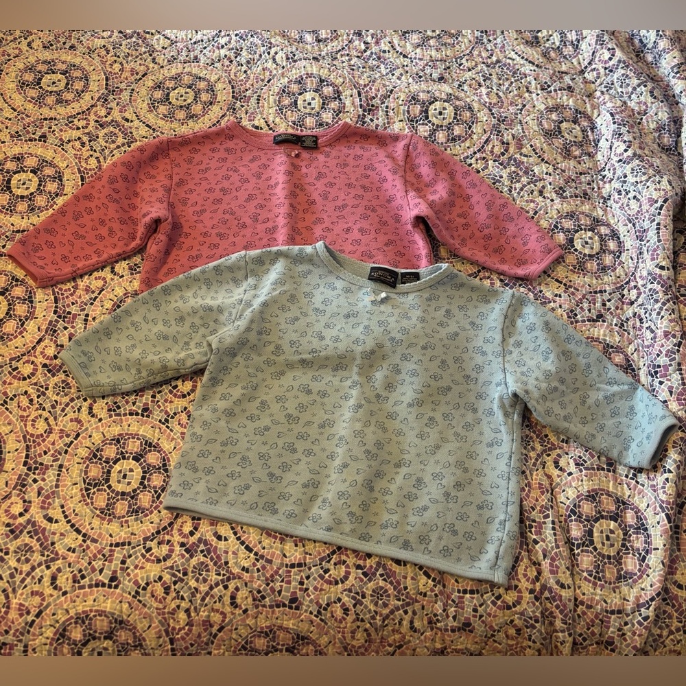Vintage Y2K Sonoma Kids Long Sleeve Tees - Pink and Light Blue Floral